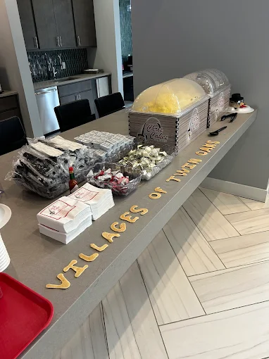 Catering venue setup at Dallas corporate location