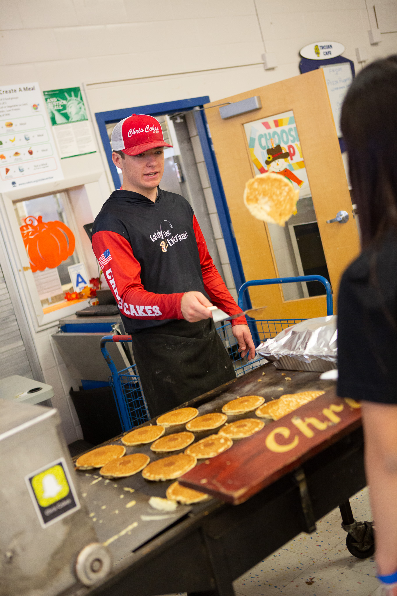 Chris Cakes Dallas cooking fresh pancakes on-site